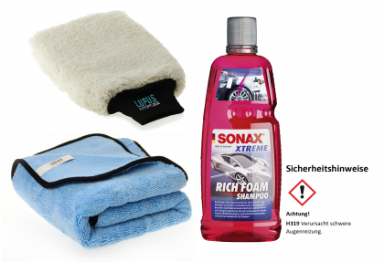 Sonax Xtreme Richfoam Shampoo 1L Autowaschset Handschuh und Trocknungstuch