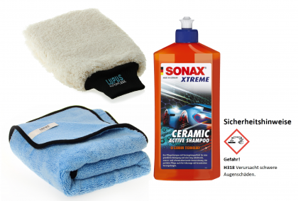 Sonax Xtreme Ceramic ActiveShampoo 500ml Autowaschset Handschuh Trocknungstuch