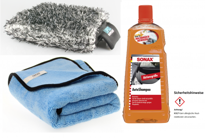 Sonax AutoShampoo Konzentrat 2L Autowaschset Waschhandschuh und Trocknungstuch