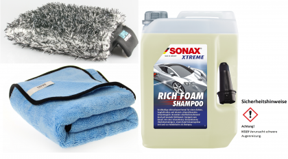 Sonax Xtreme Richfoam Shampoo 5L Autowaschset Waschhandschuh und Trocknungstuch