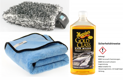 Meguiars Gold Class Car Wash Shampoo 473ml Autowaschset Handschuh Trocknungstuch